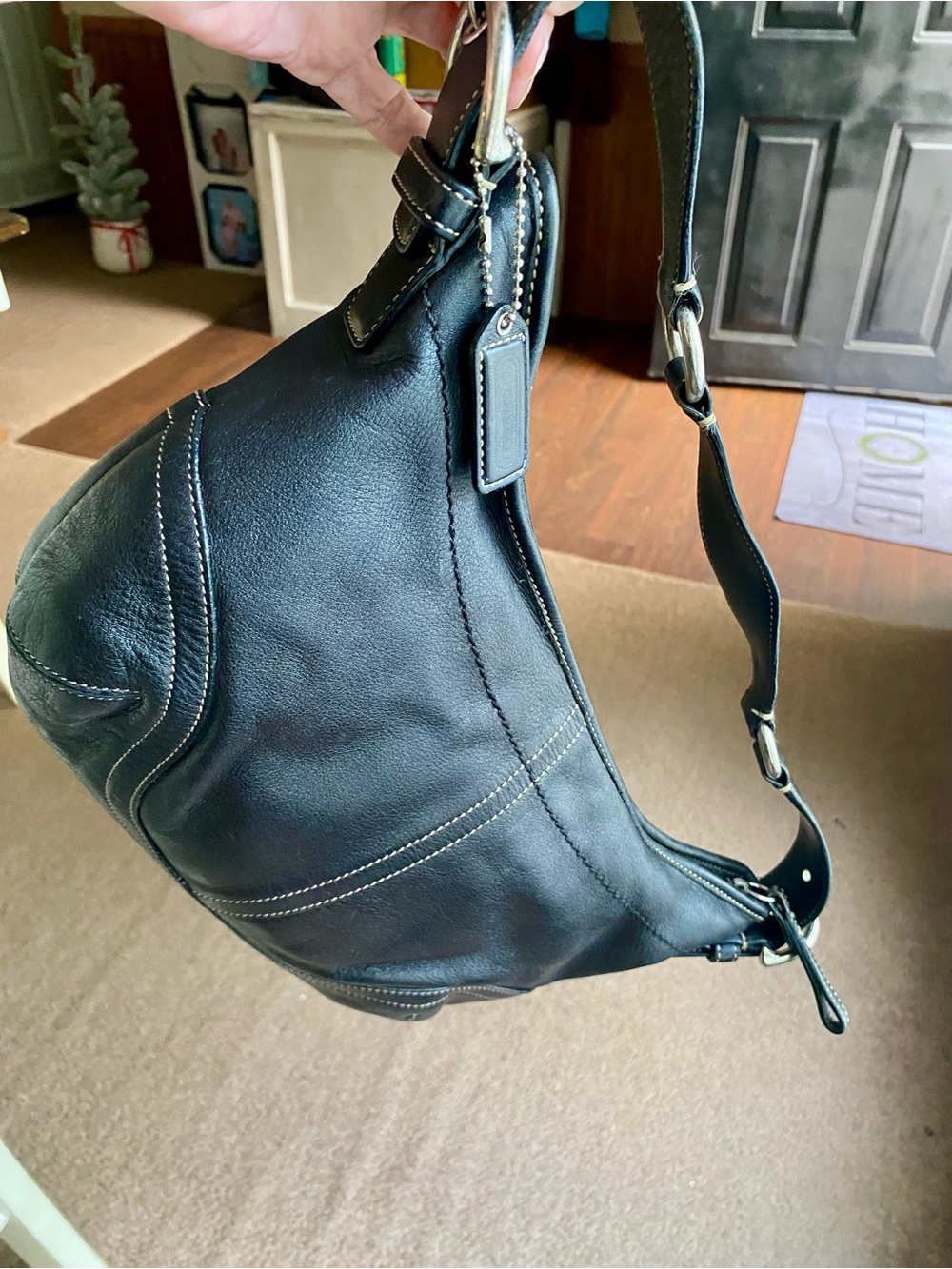 Coach Vintage Black Leather Hobo Shoulder Bag Style 9697 Y2K Genuine Leather - Picture 9 of 9